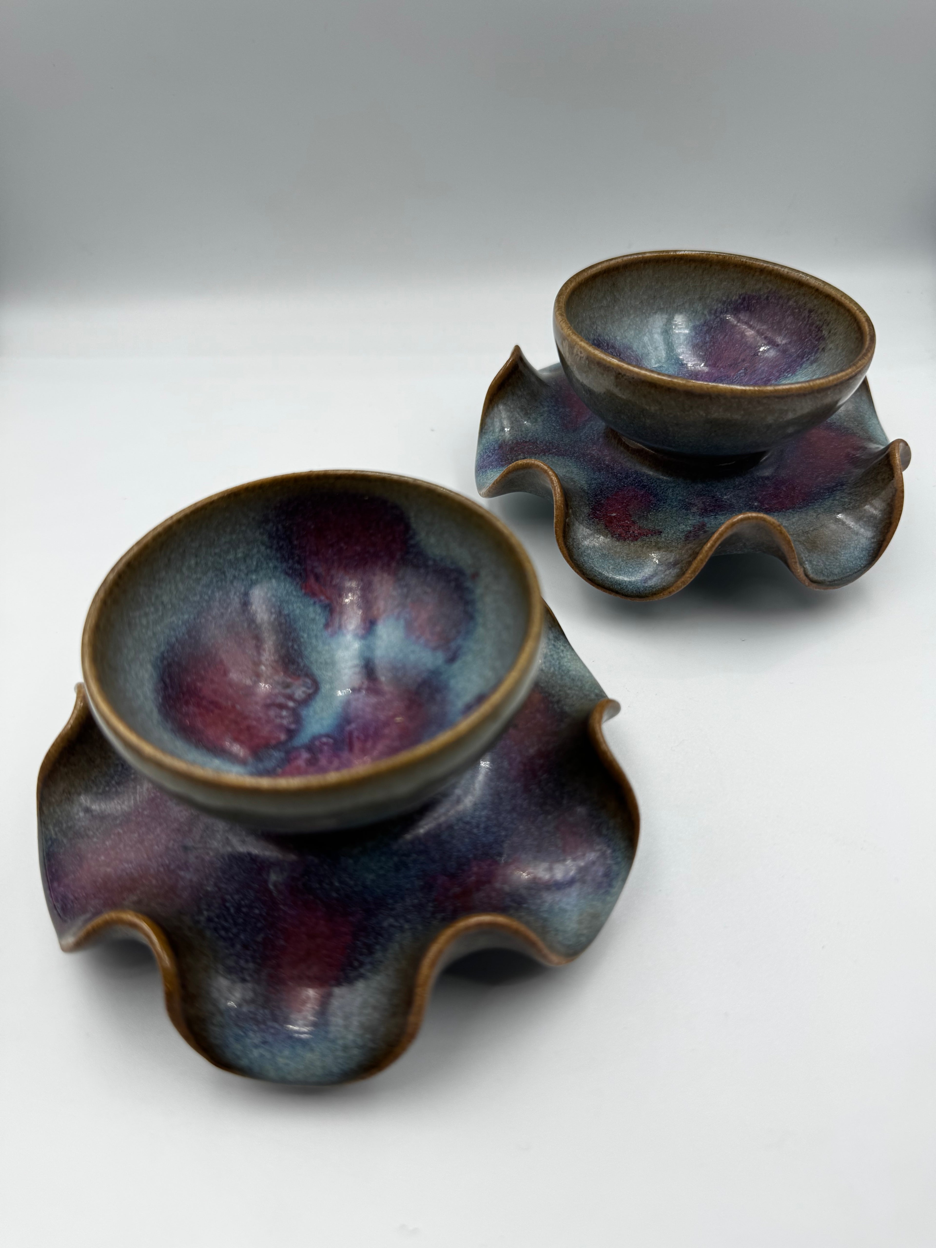 Antique Jun Kiln Porcelain Tea Cup Set (2 pcs)