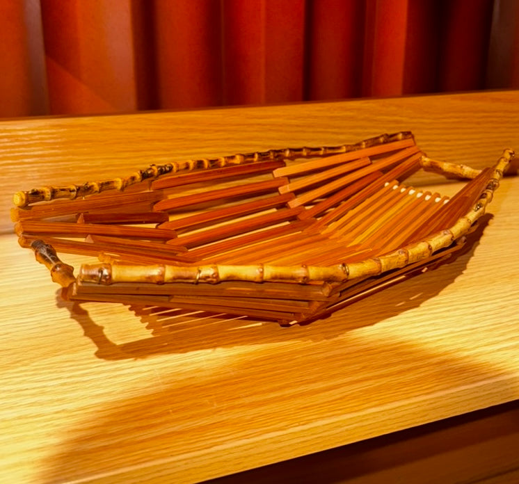 Vintage Handcrafted Bamboo Fruit Basket