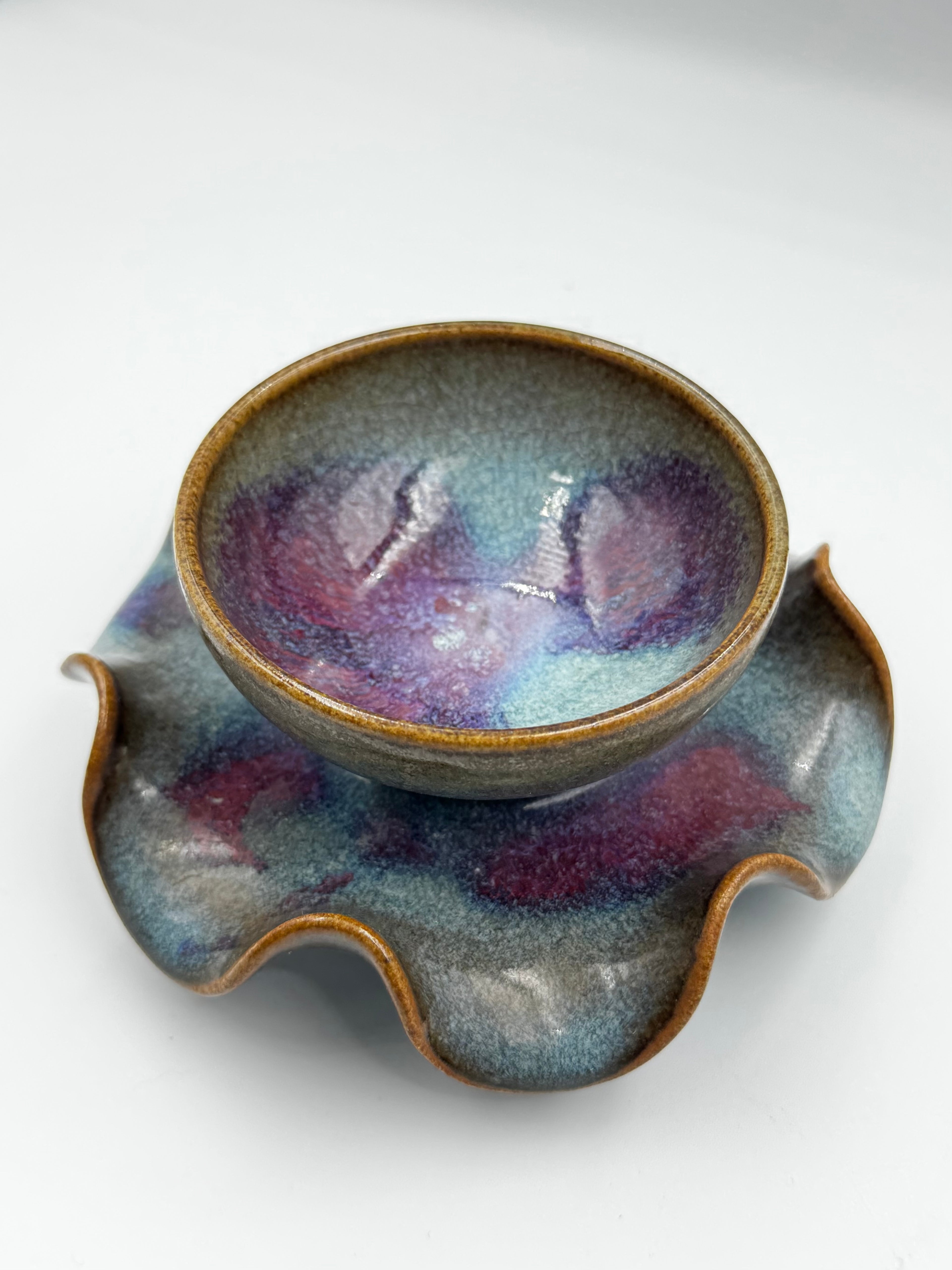 Antique Jun Kiln Porcelain Tea Cup Set (2 pcs)