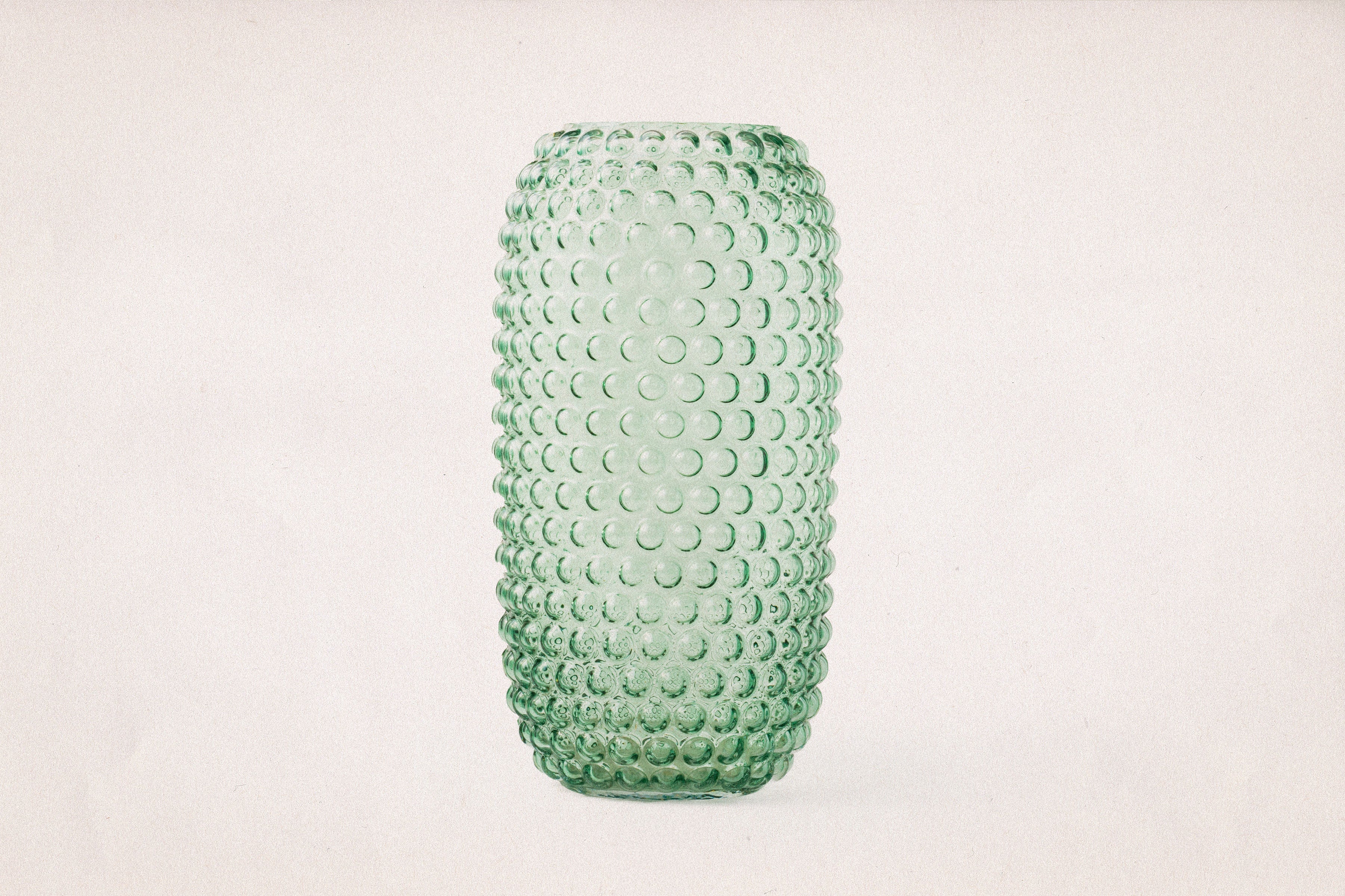 Emerald Bubble – 1960s Mid-Century Hobnail Glass Vase