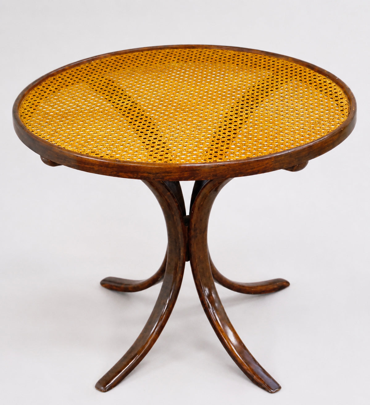 Vintage Viennese Bentwood Cane-Top Occasional Table
