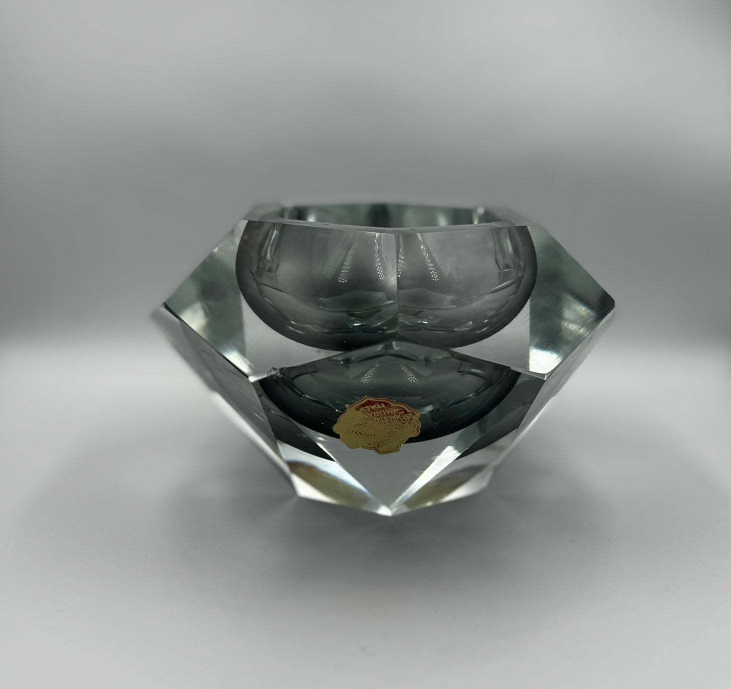 1970s Murano Diamond-Cut Prism Ashtray – Italian Sommerso Glass