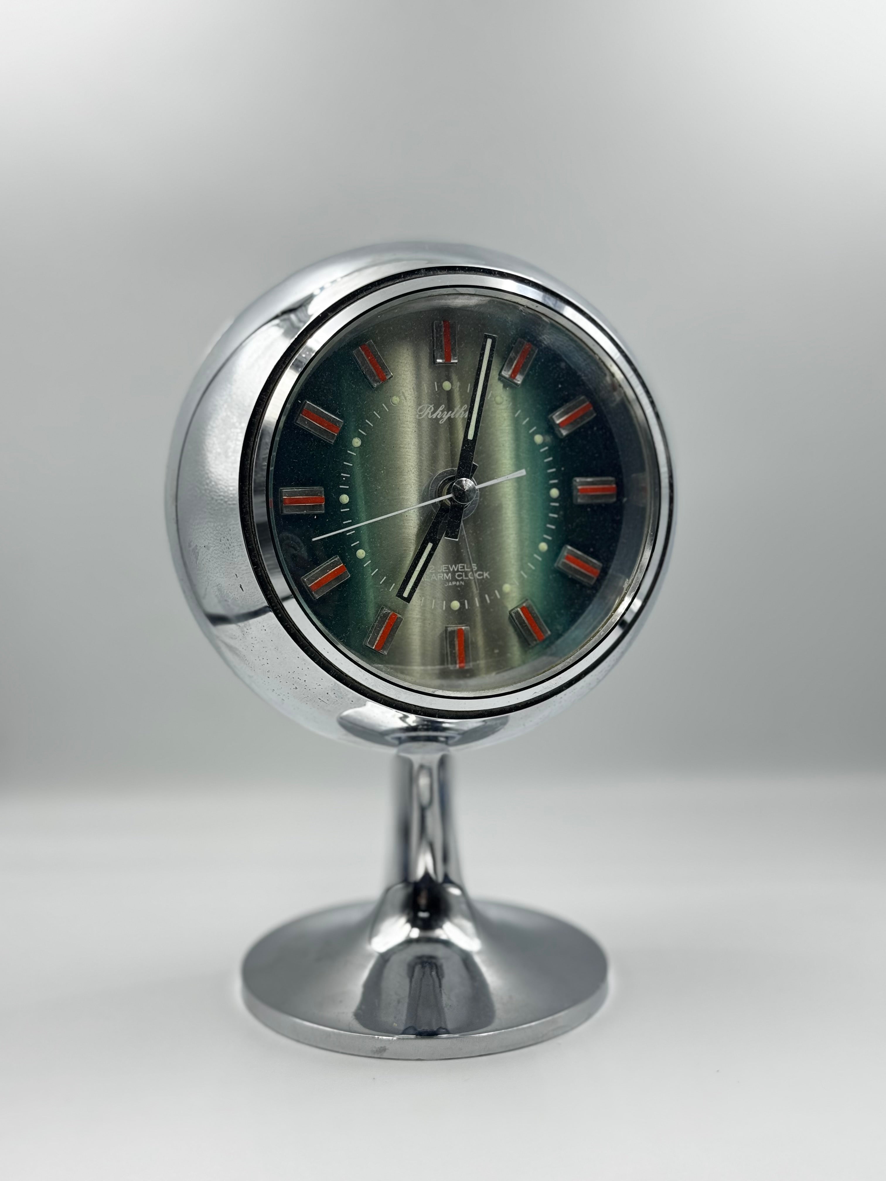 RHYTHM Chrome Space Age Mantel Clock