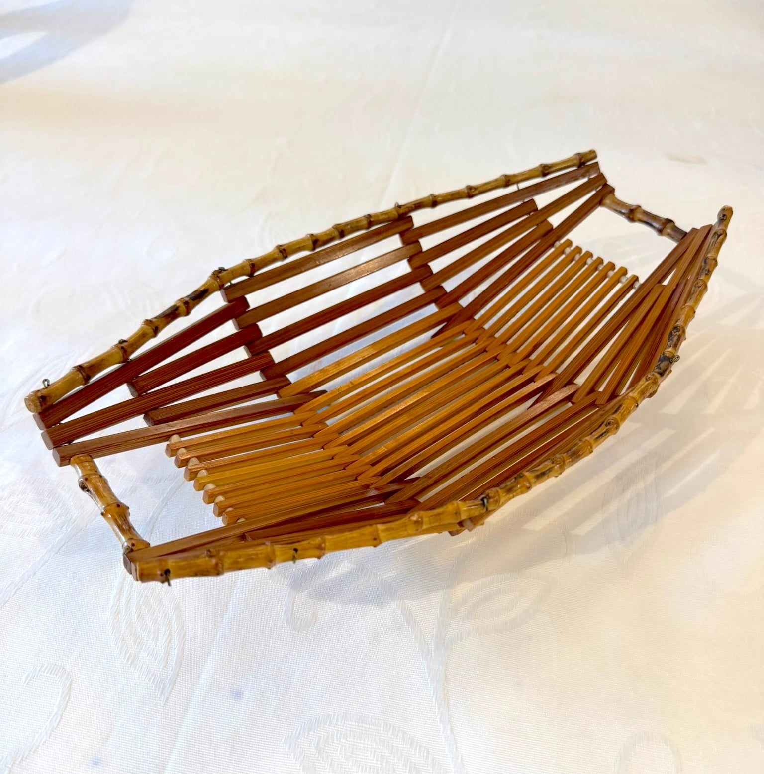 Vintage Handcrafted Bamboo Fruit Basket