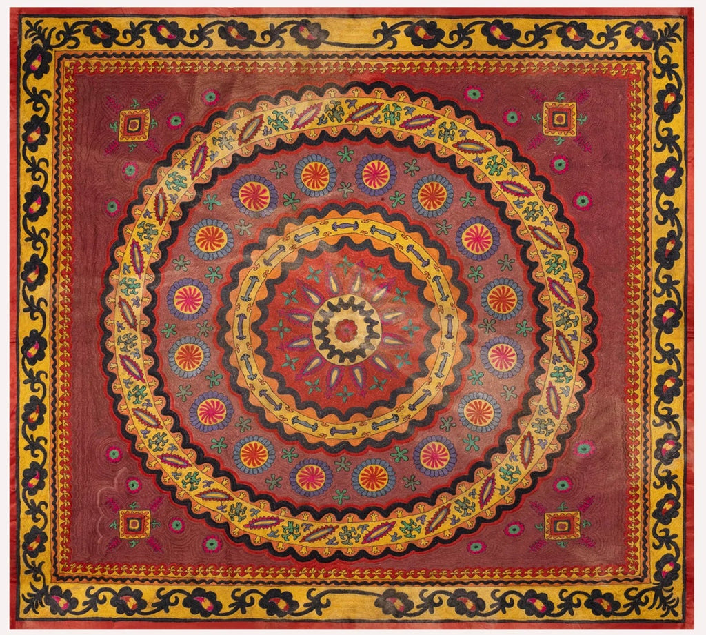 Vintage Hand-Embroidered Suzani Textile Wall Hanging