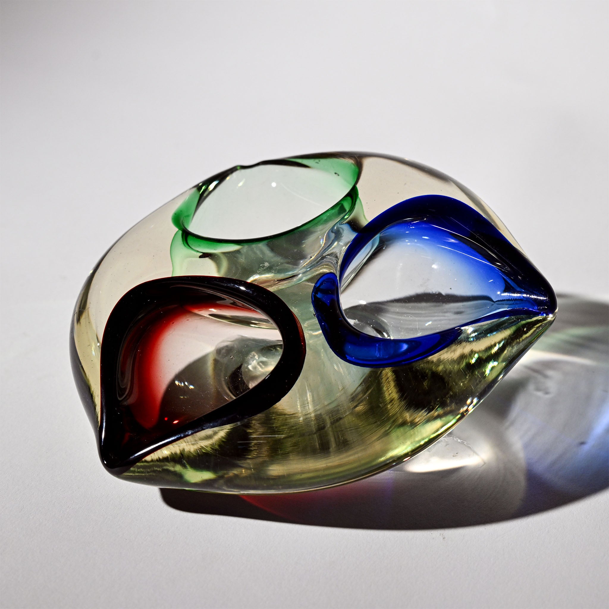Vintage Tricolour Glass Ashtray by Josef Rozinek