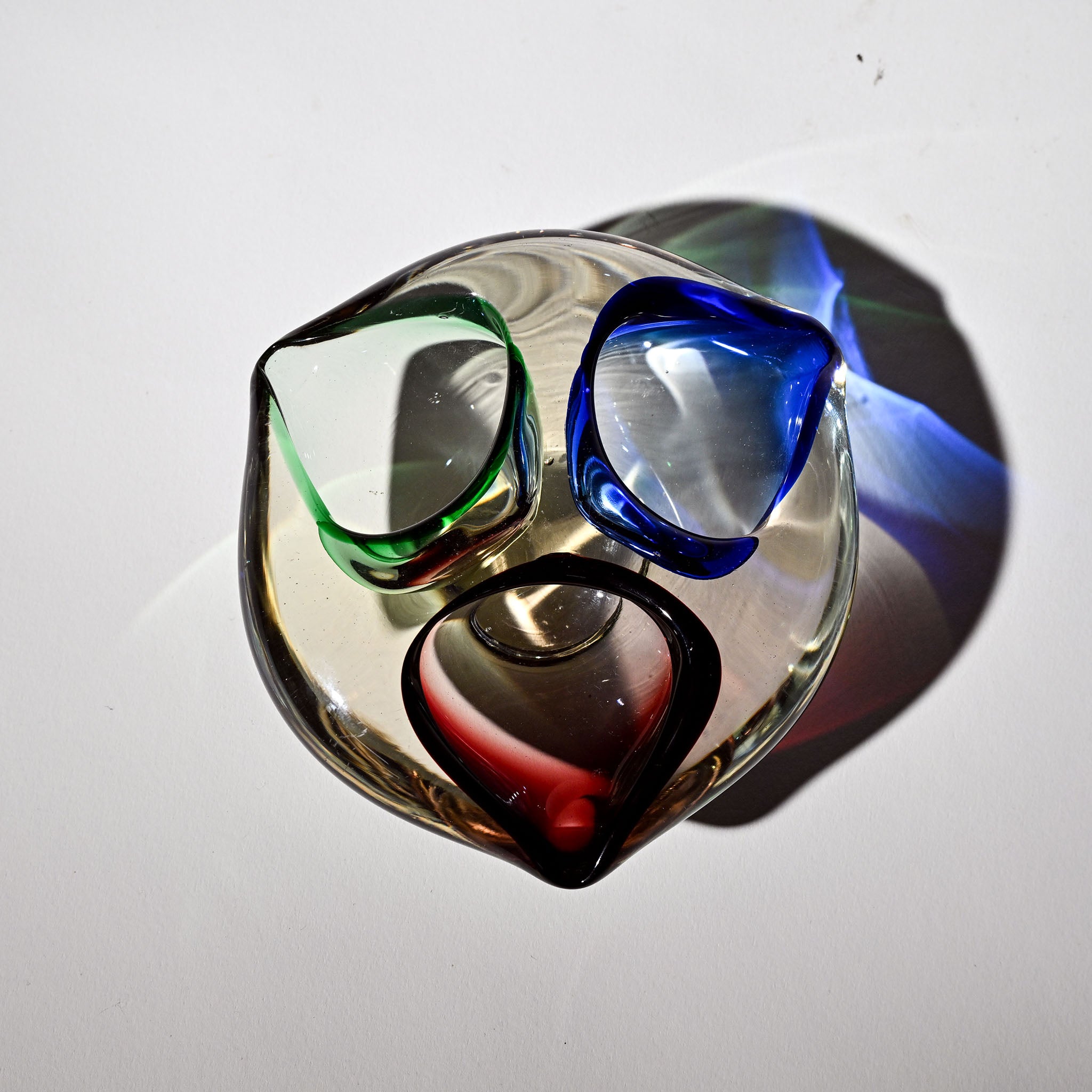 Vintage Tricolour Glass Ashtray by Josef Rozinek