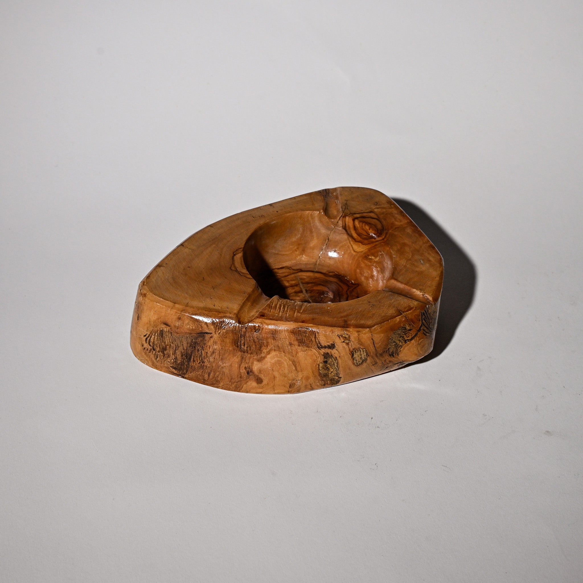 Vintage Hand-Carved Wooden Ashtray 5"