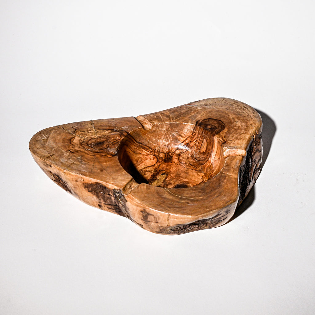 Vintage Hand-Carved Wooden Ashtray 7.5"