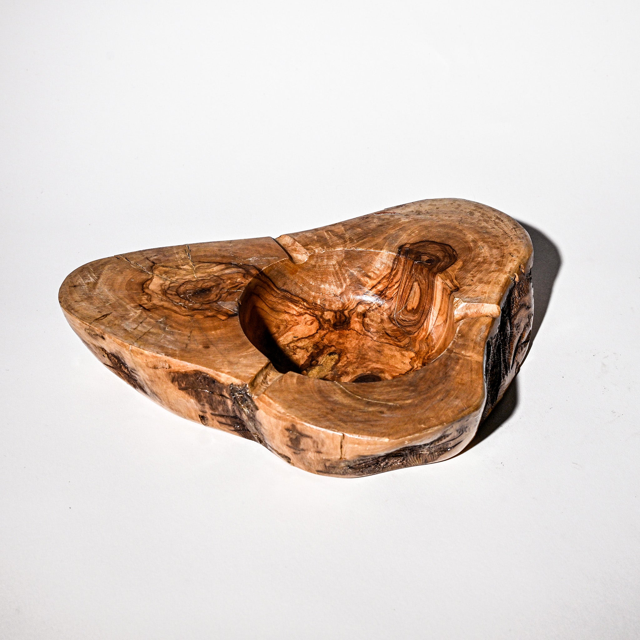 Vintage Hand-Carved Wooden Ashtray 7.5"