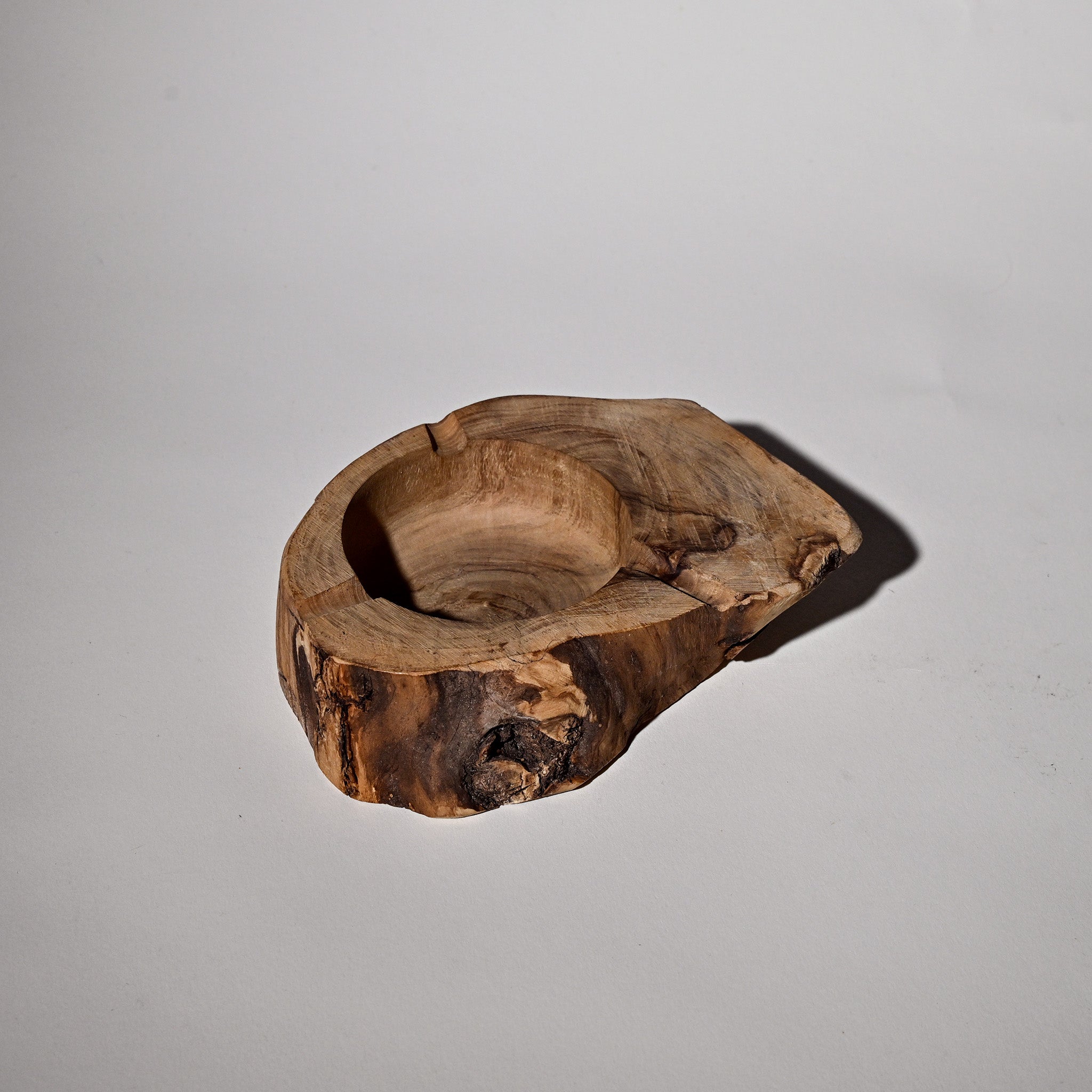 Vintage Hand-Carved Wooden Ashtray 4.5"