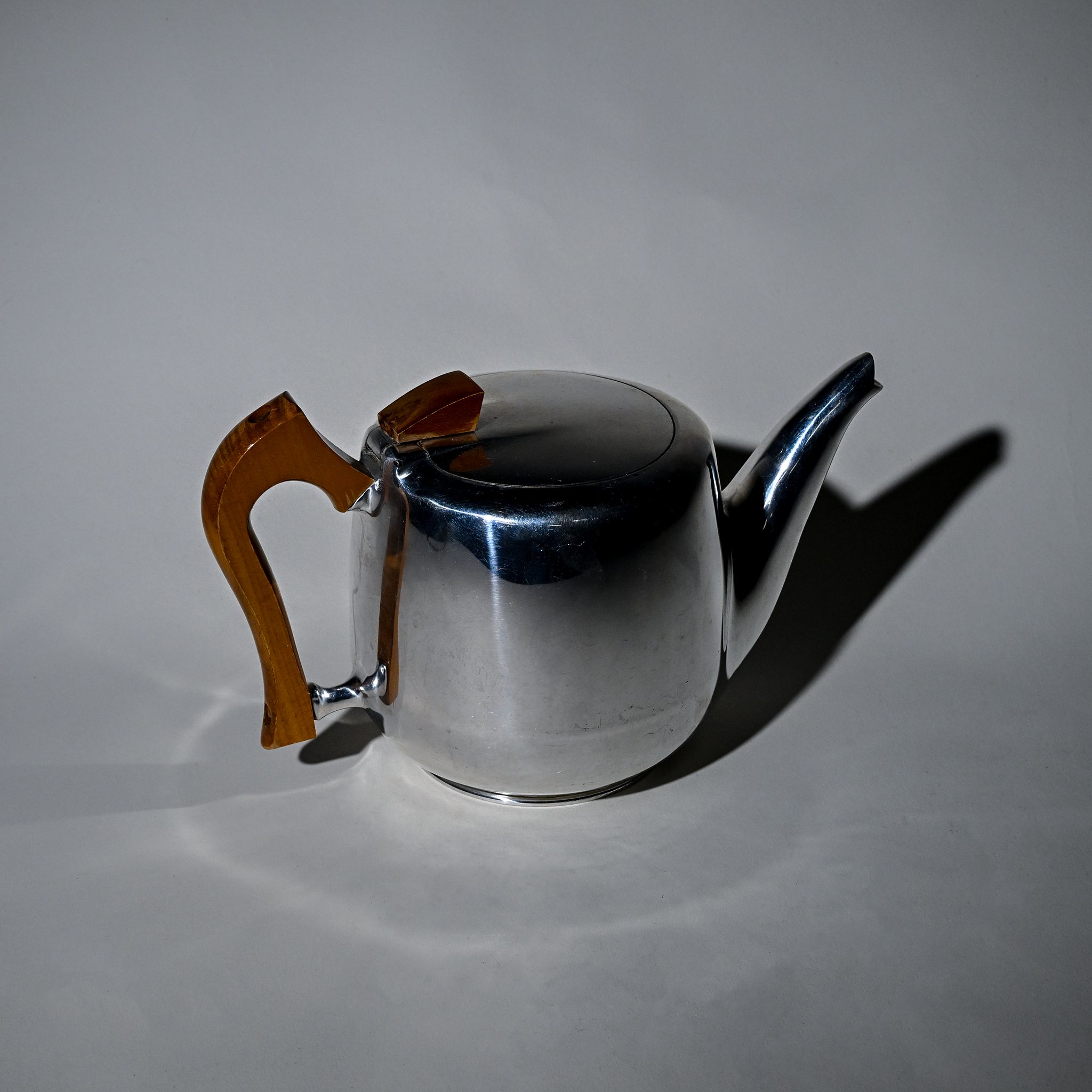 Vintage Picquot Ware Teapot with Sycamore Handle