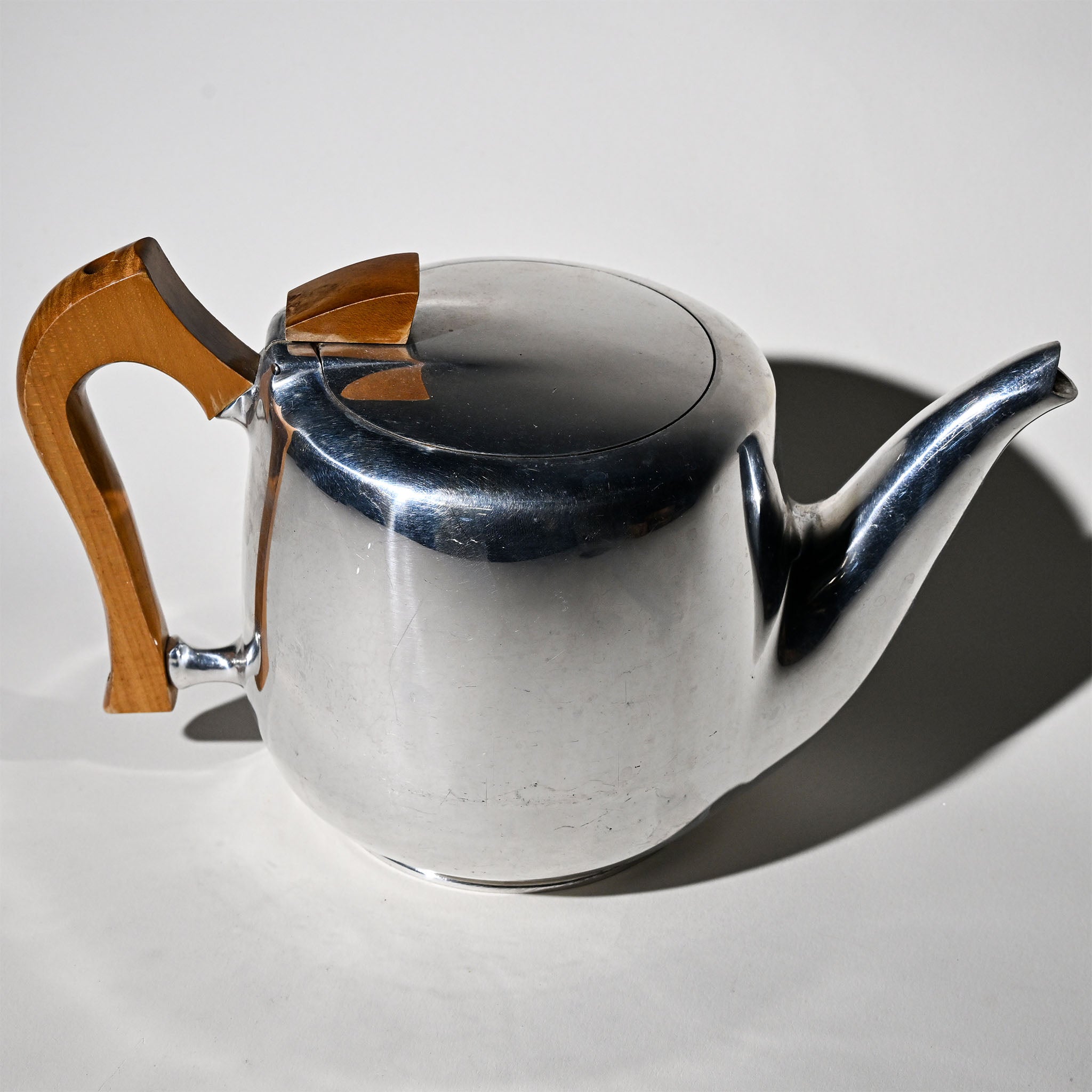 Vintage Picquot Ware Teapot with Sycamore Handle