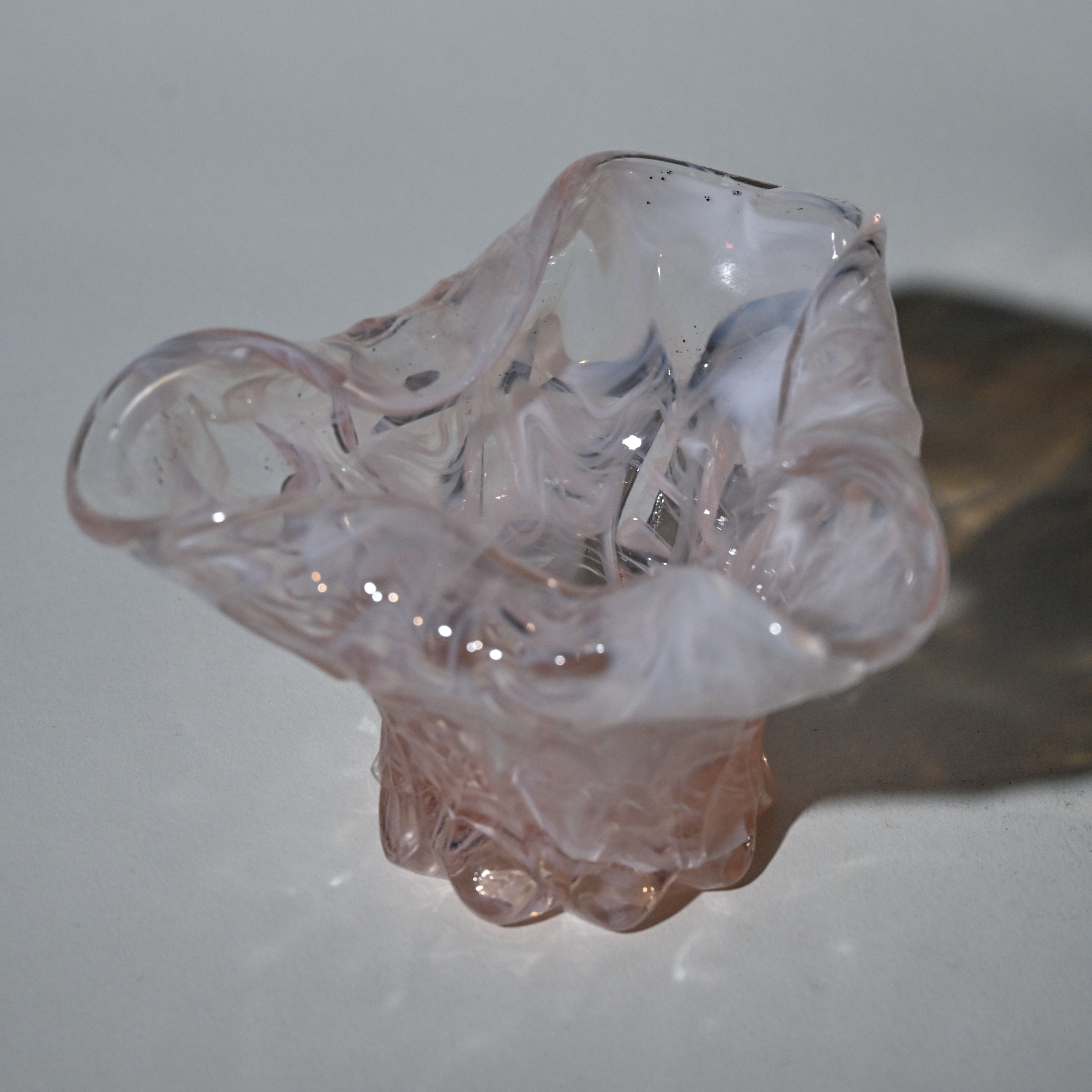 Hand-Formed Murano-Style Cloud Glass Vessel