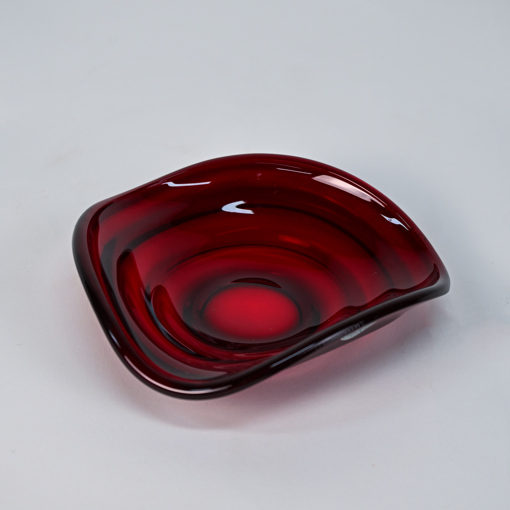 Vintage Swedish Ruby Art Glass Bowl