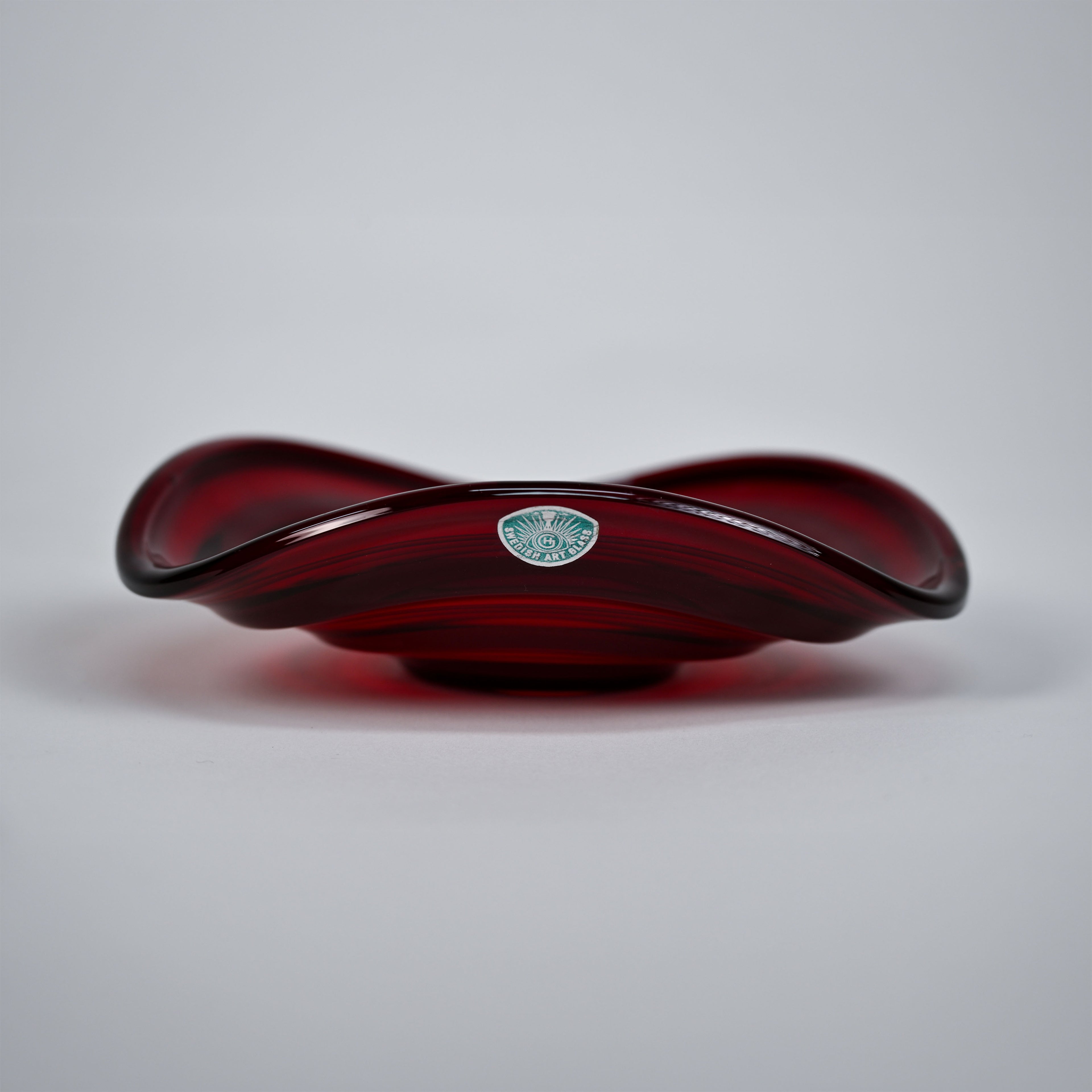 Vintage Swedish Ruby Art Glass Bowl