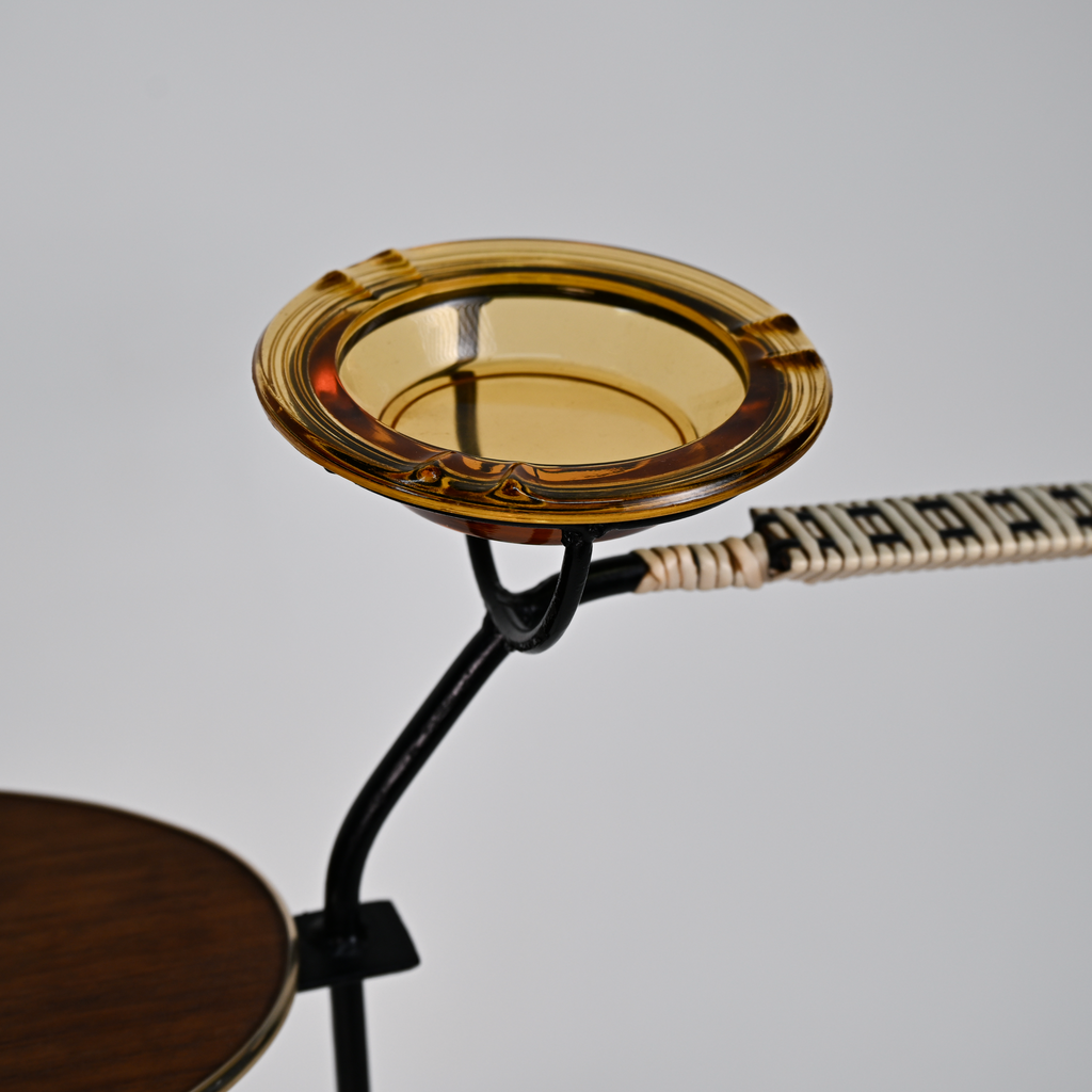 Danish Smoker’s Side Table with Magazine Rack – Teak & Metal