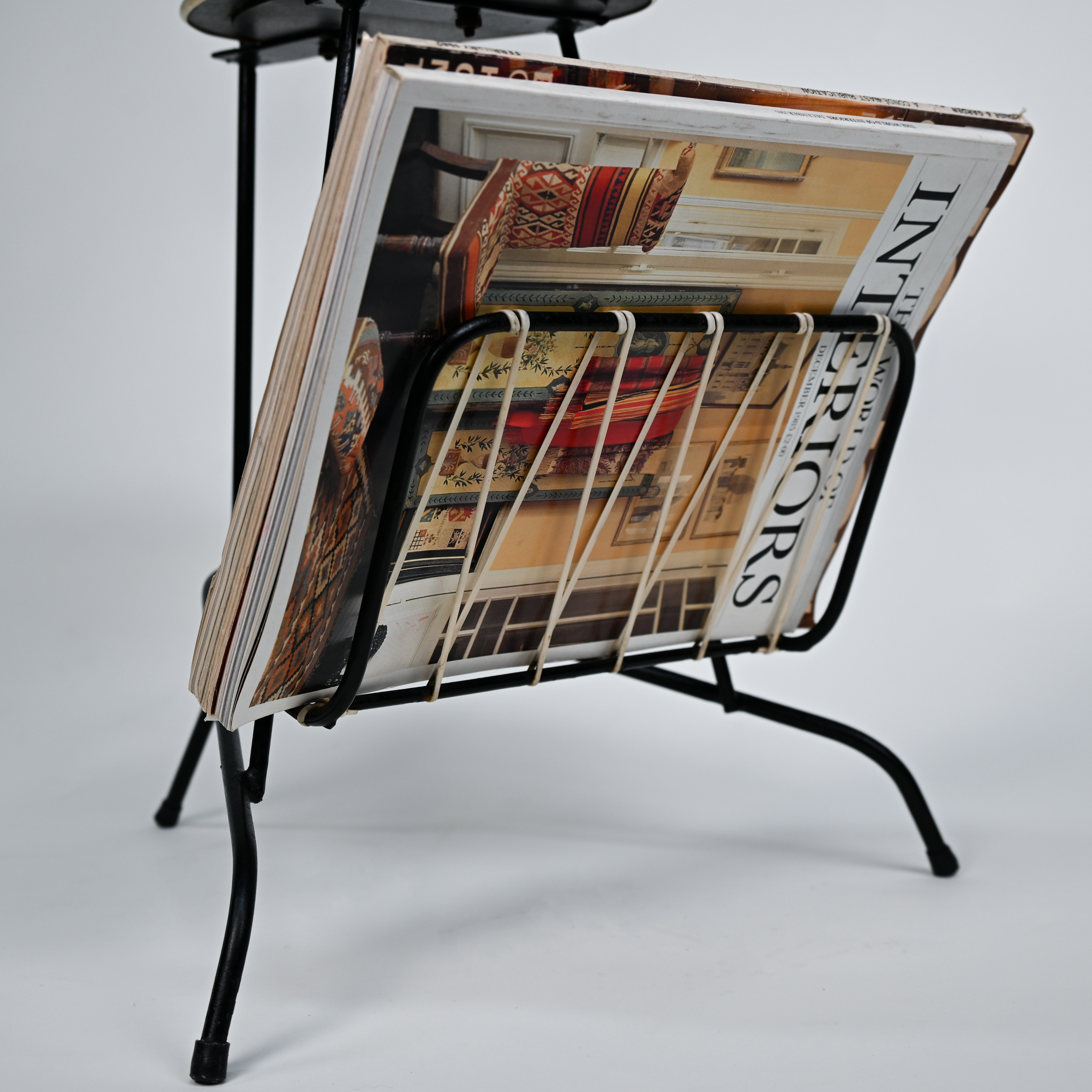 Danish Smoker’s Side Table with Magazine Rack – Teak & Metal
