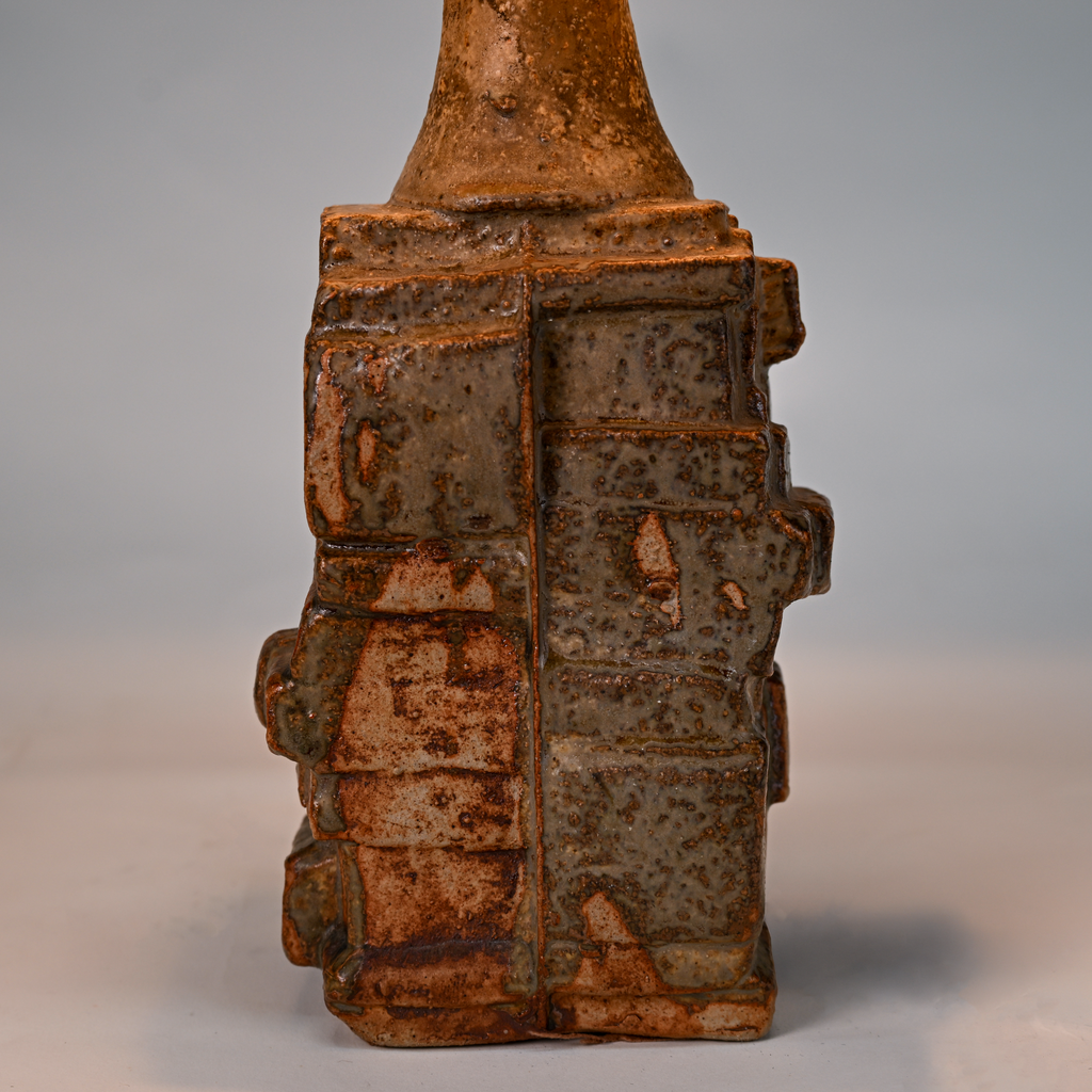 Signed Bernard Rooke "Mayan" Brutalist Ceramic Table Lamp