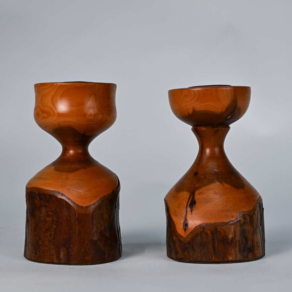 Hand-Turned Irish Wooden Candle Holders