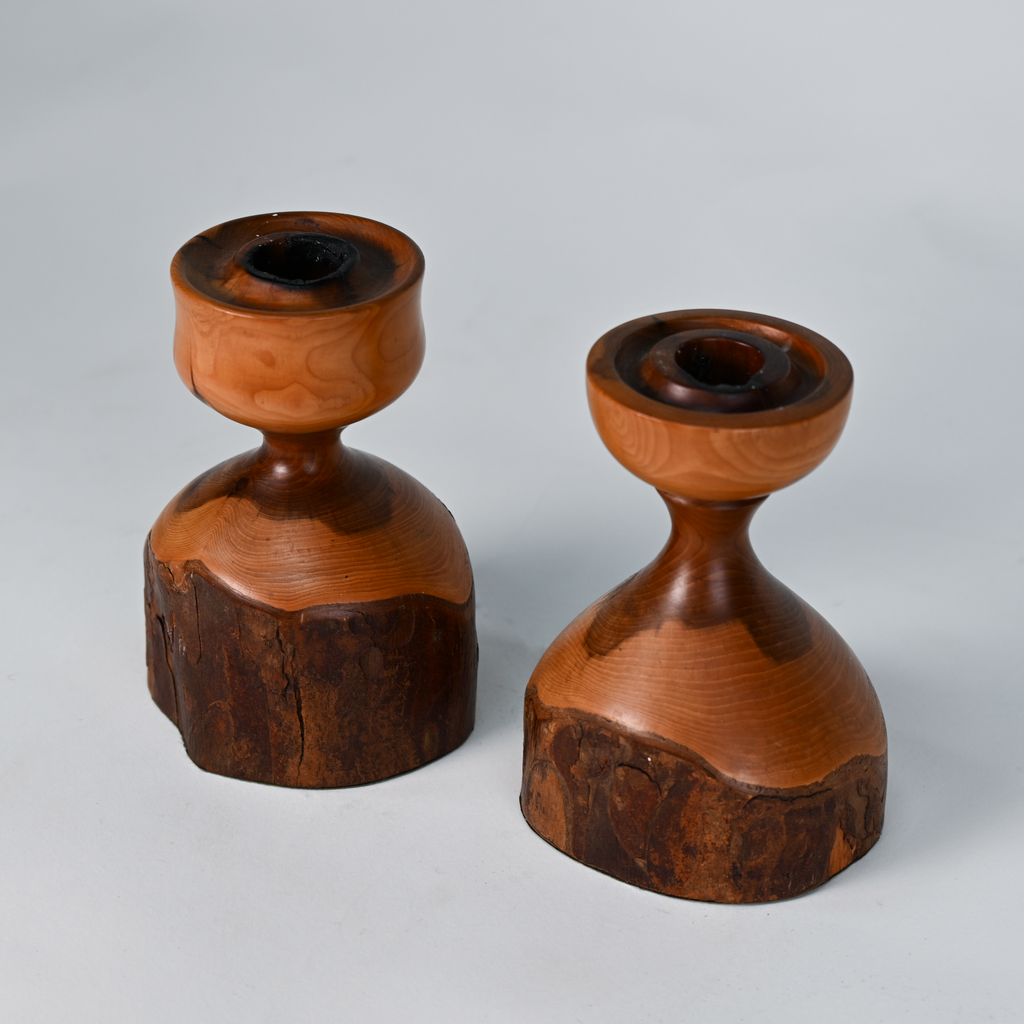 Hand-Turned Irish Wooden Candle Holders
