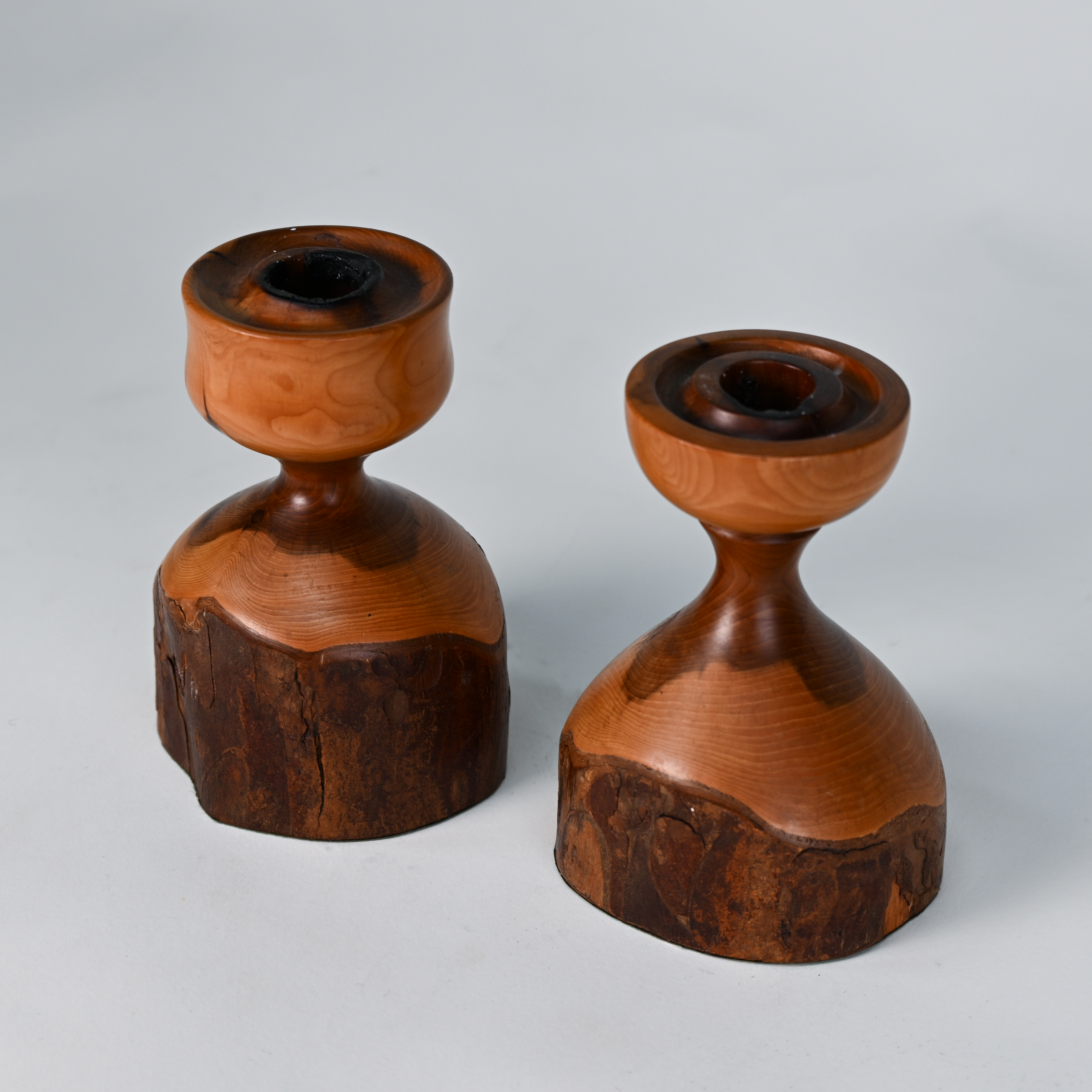 Hand-Turned Irish Wooden Candle Holders