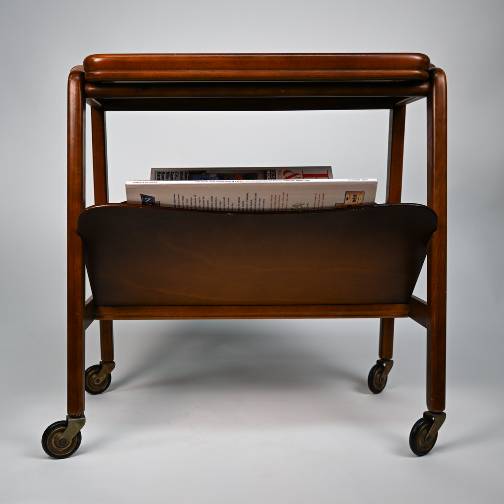 Vintage MCM Serving Trolley with Figurative Ceramic Tile Tray – Grünstadt Edelkeramik Style