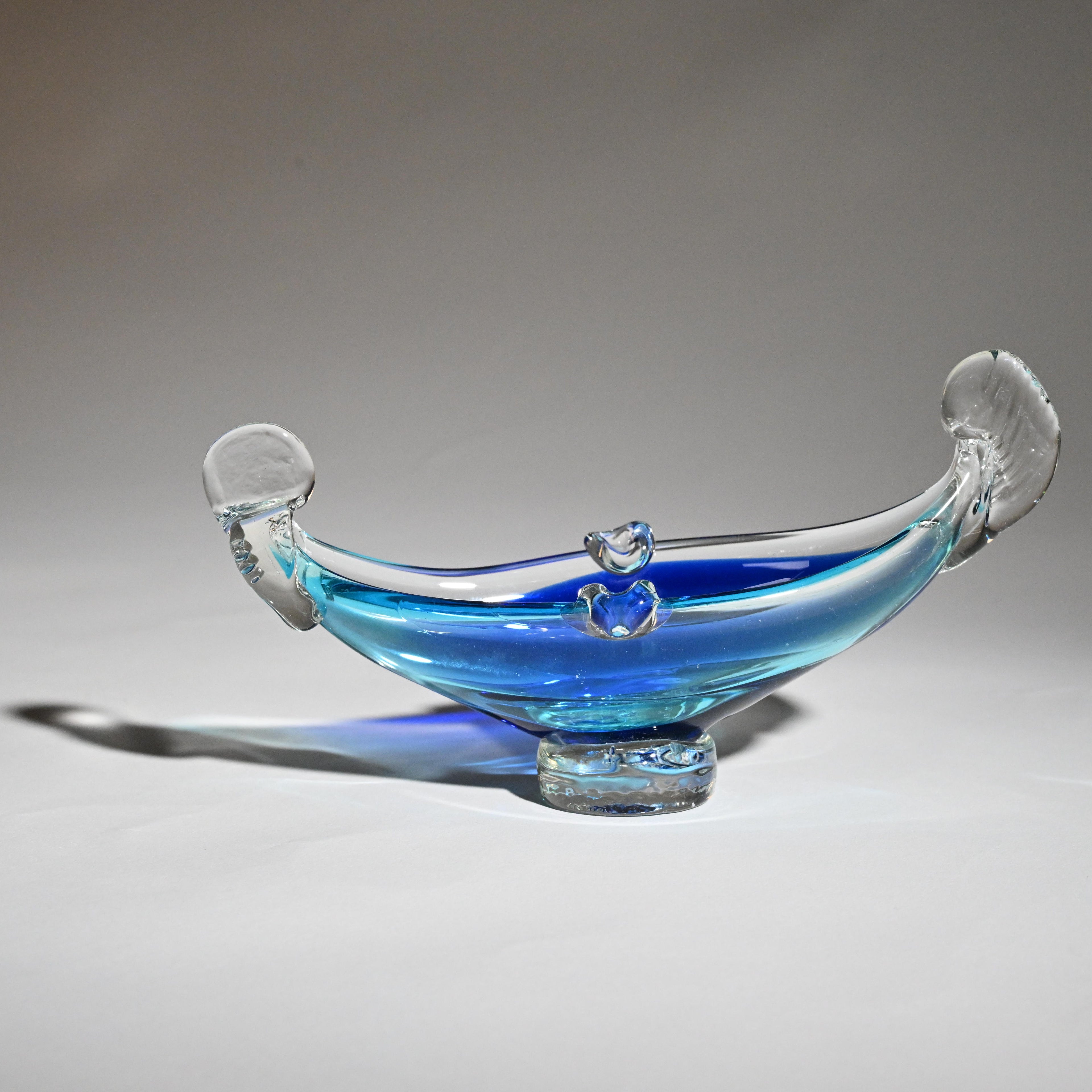 Murano Glass Gondola Bowl – Cobalt & Aqua Blue