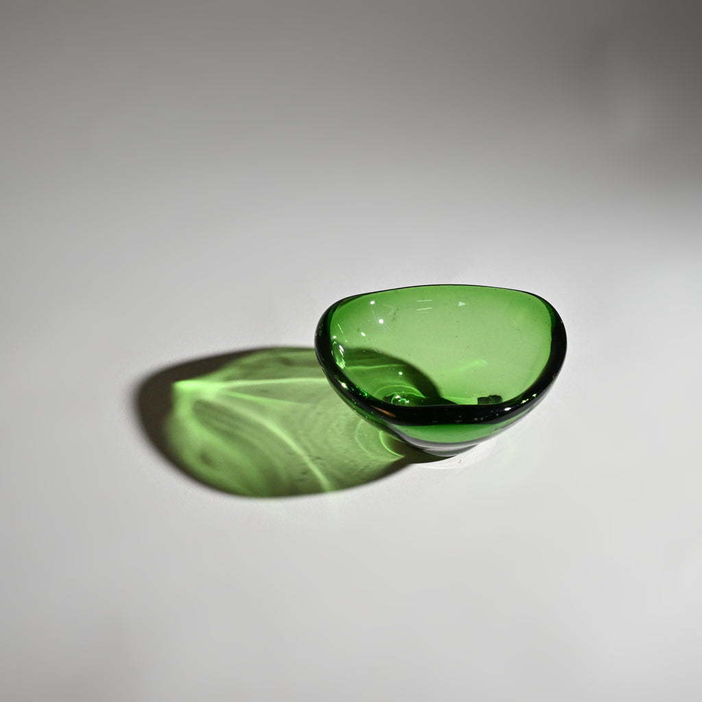 Mid-century green art glass catch-all bowl, vintage decorative dish