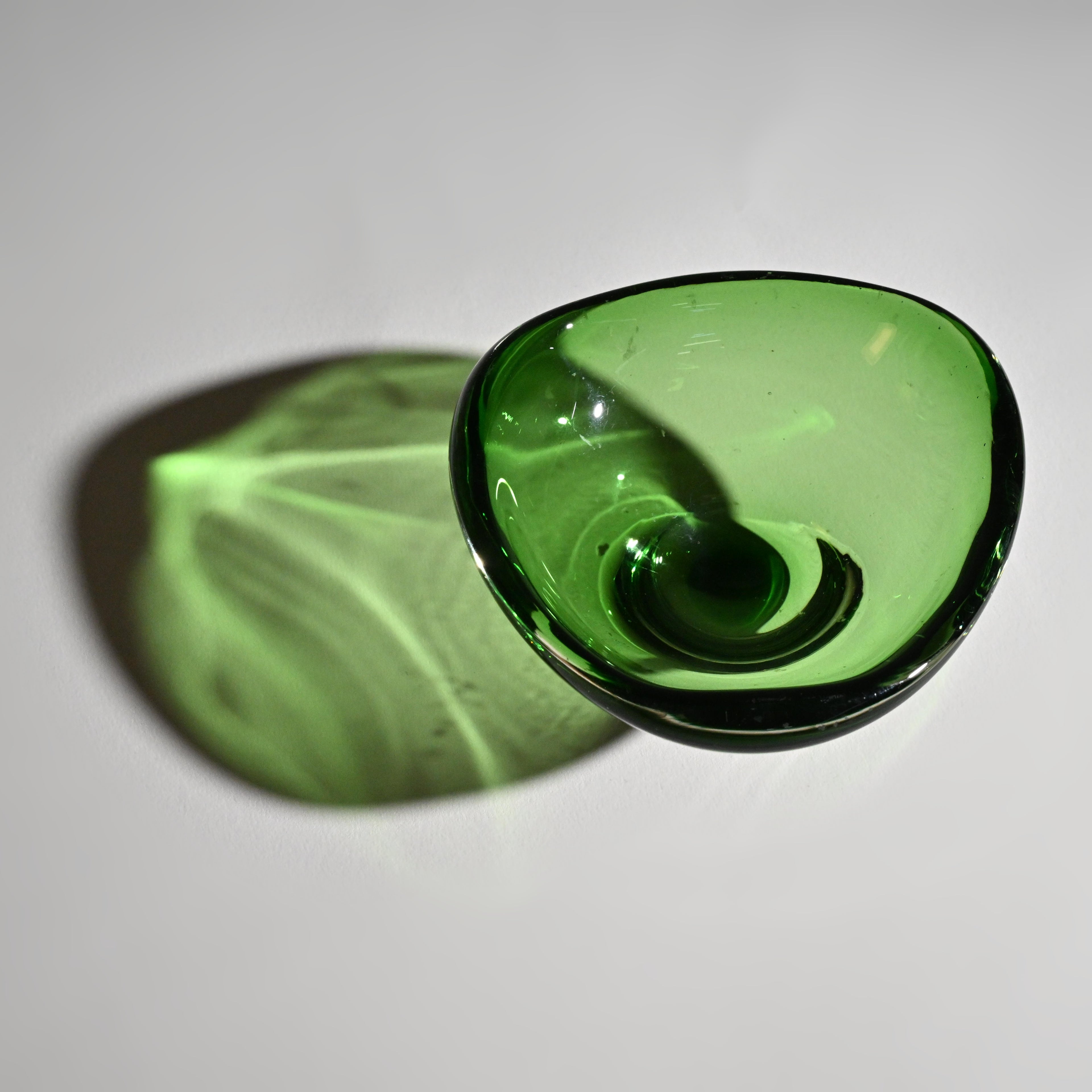 Mid-Century Green Art Glass Catch-All Bowl