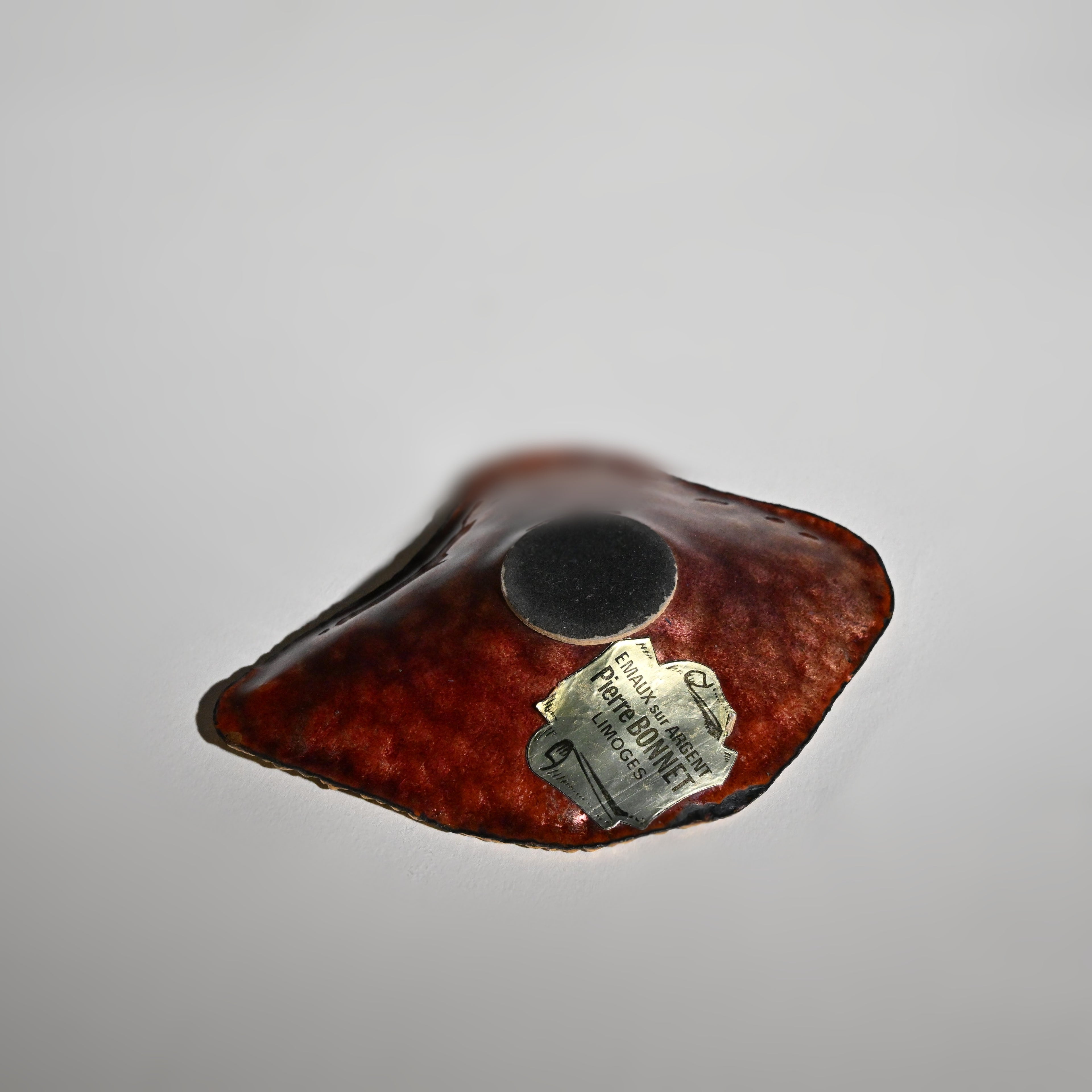 Iridescent Amberina Art Glass Trinket Dish