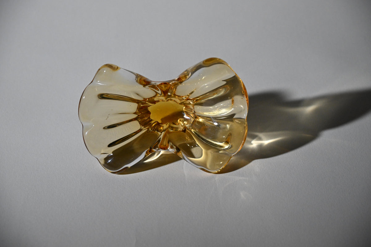 Amber Freeform Art Glass Bowls — Matched Pair