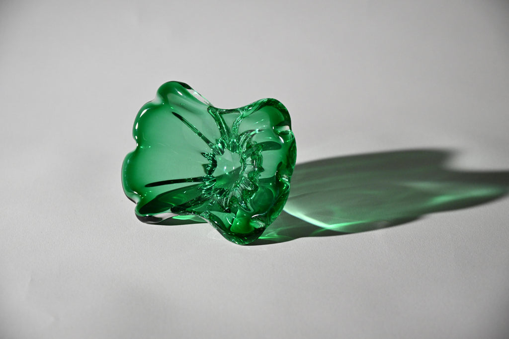 Emerald Green Freeform Art Glass Bowl, Mid-Century
