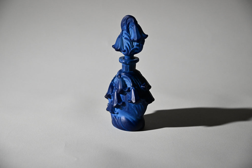 Czech Art Deco "Ingrid" Blue Malachite Glass Perfume Bottle