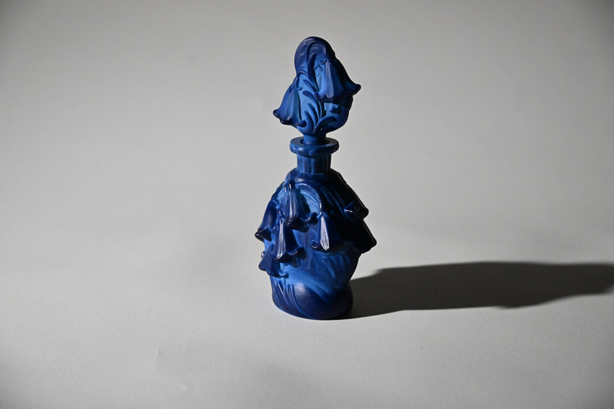 Czech Art Deco "Ingrid" Blue Malachite Glass Perfume Bottle