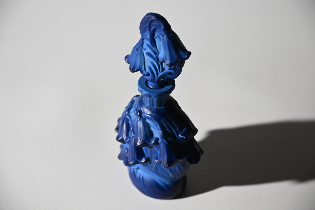 Czech Art Deco "Ingrid" Blue Malachite Glass Perfume Bottle