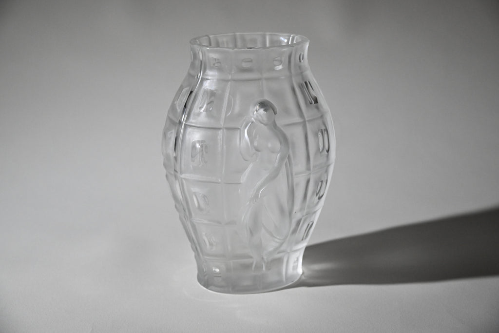 Bohemian Art Deco Frosted Crystal Figural Vase – Desna Style
