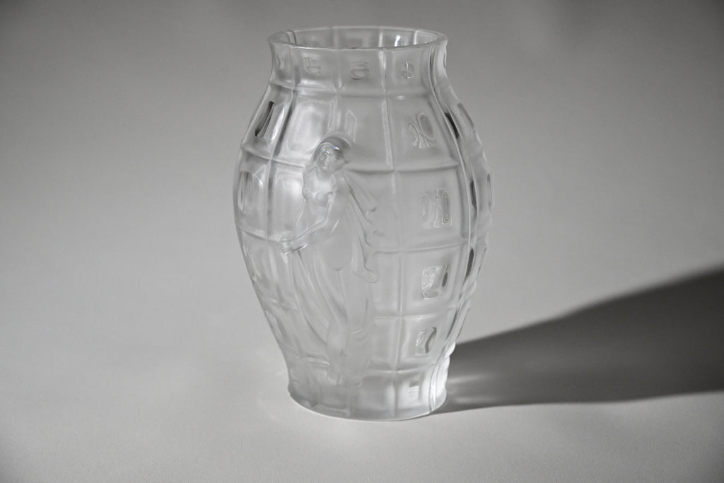 Bohemian Art Deco Frosted Crystal Figural Vase – Desna Style