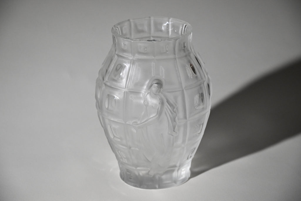 Bohemian Art Deco Frosted Crystal Figural Vase – Desna Style