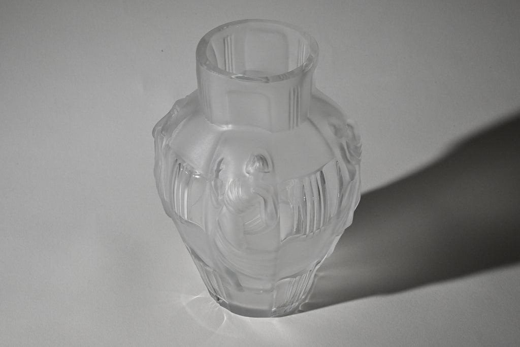 Art Deco Frosted Crystal Vase, Schlevogt "Ingrid" Style