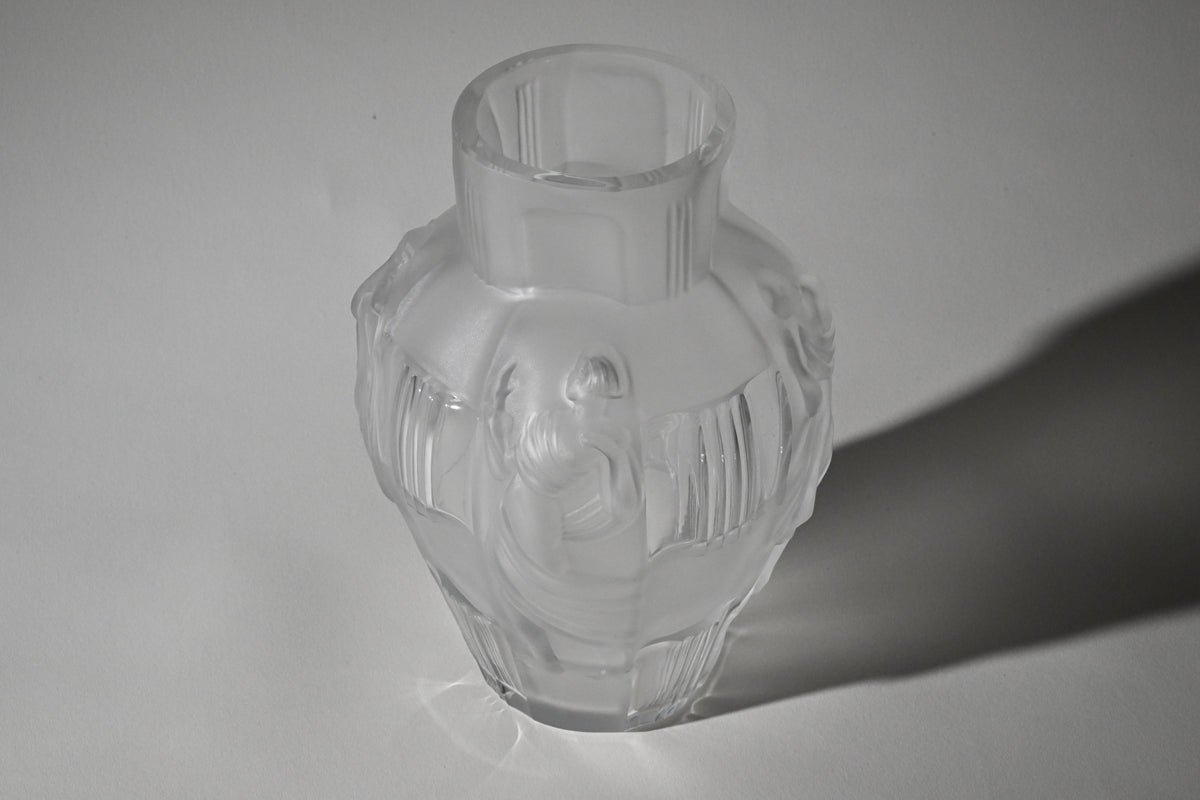 Art Deco Frosted Crystal Vase, Schlevogt "Ingrid" Style