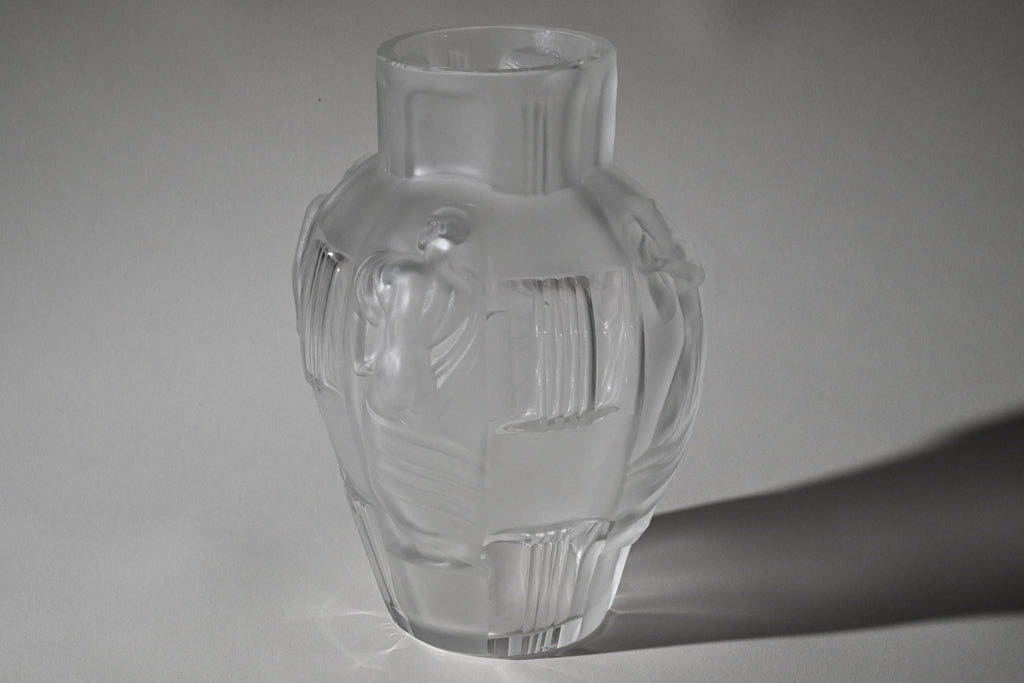 Art Deco Frosted Crystal Vase, Schlevogt "Ingrid" Style
