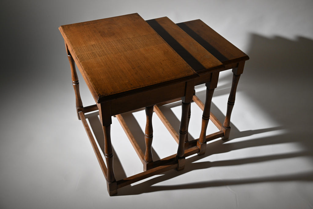 Oak Nest of Three Tables, Jacobean Revival, Old Charm Style