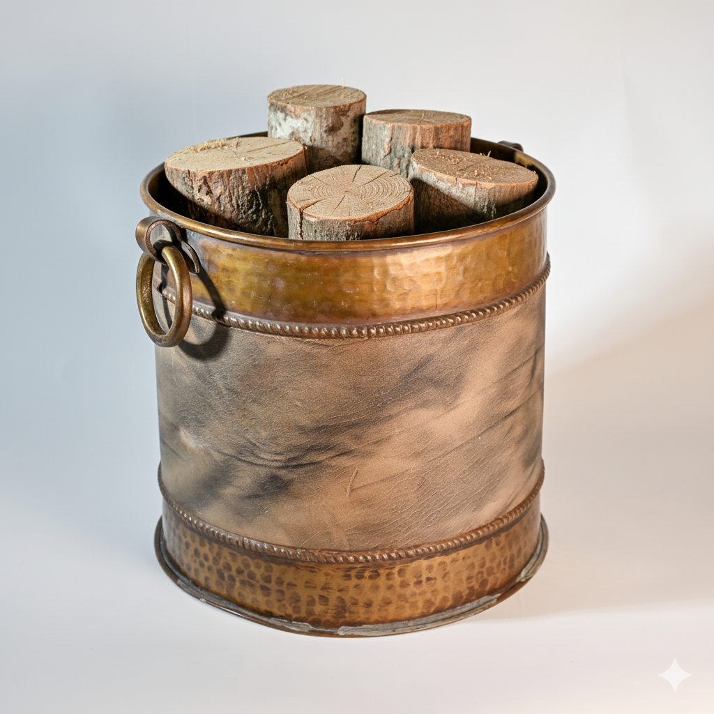 Hammered Brass & Copper Bucket
