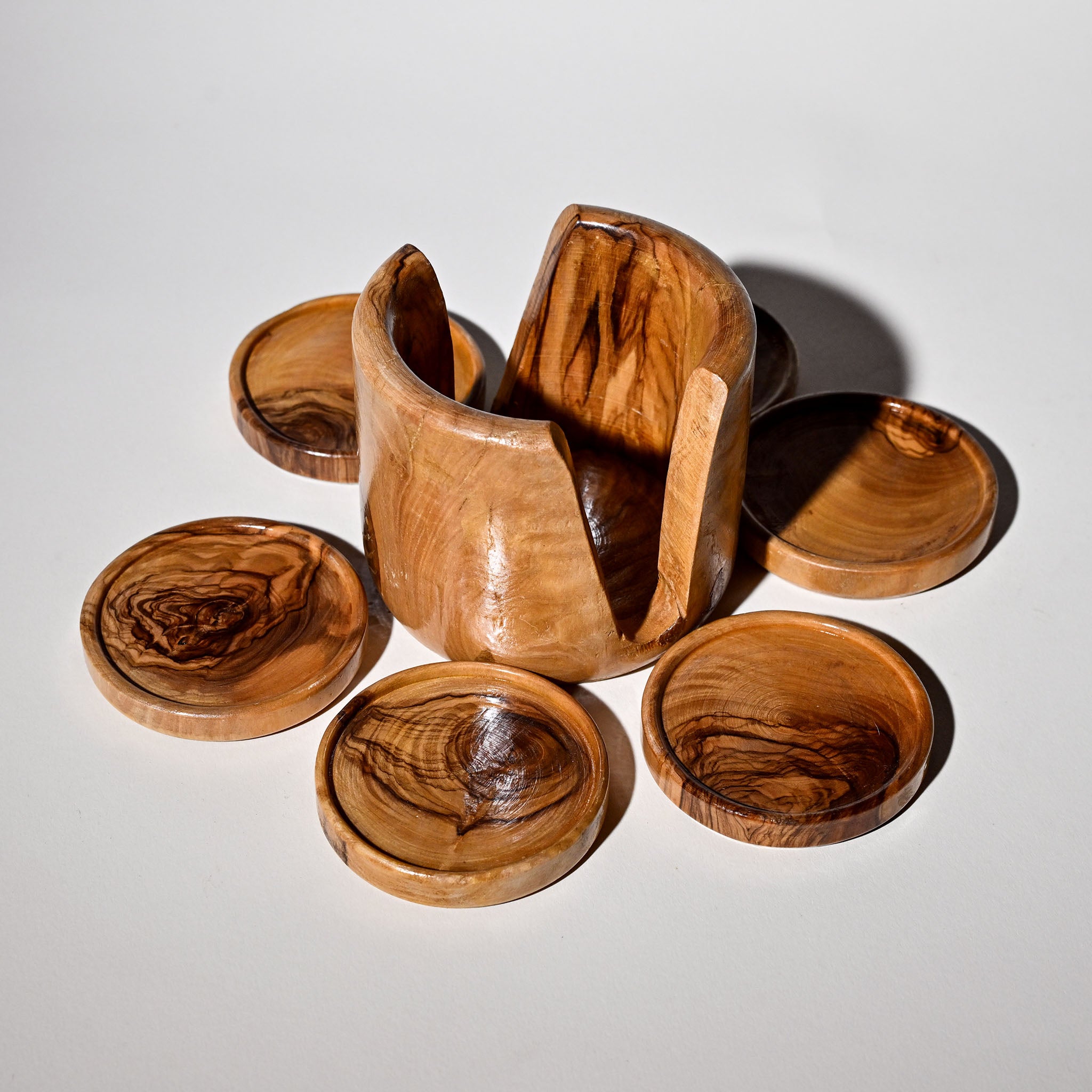 Vintage Space-Age Teakwood Coaster Set – 1960s