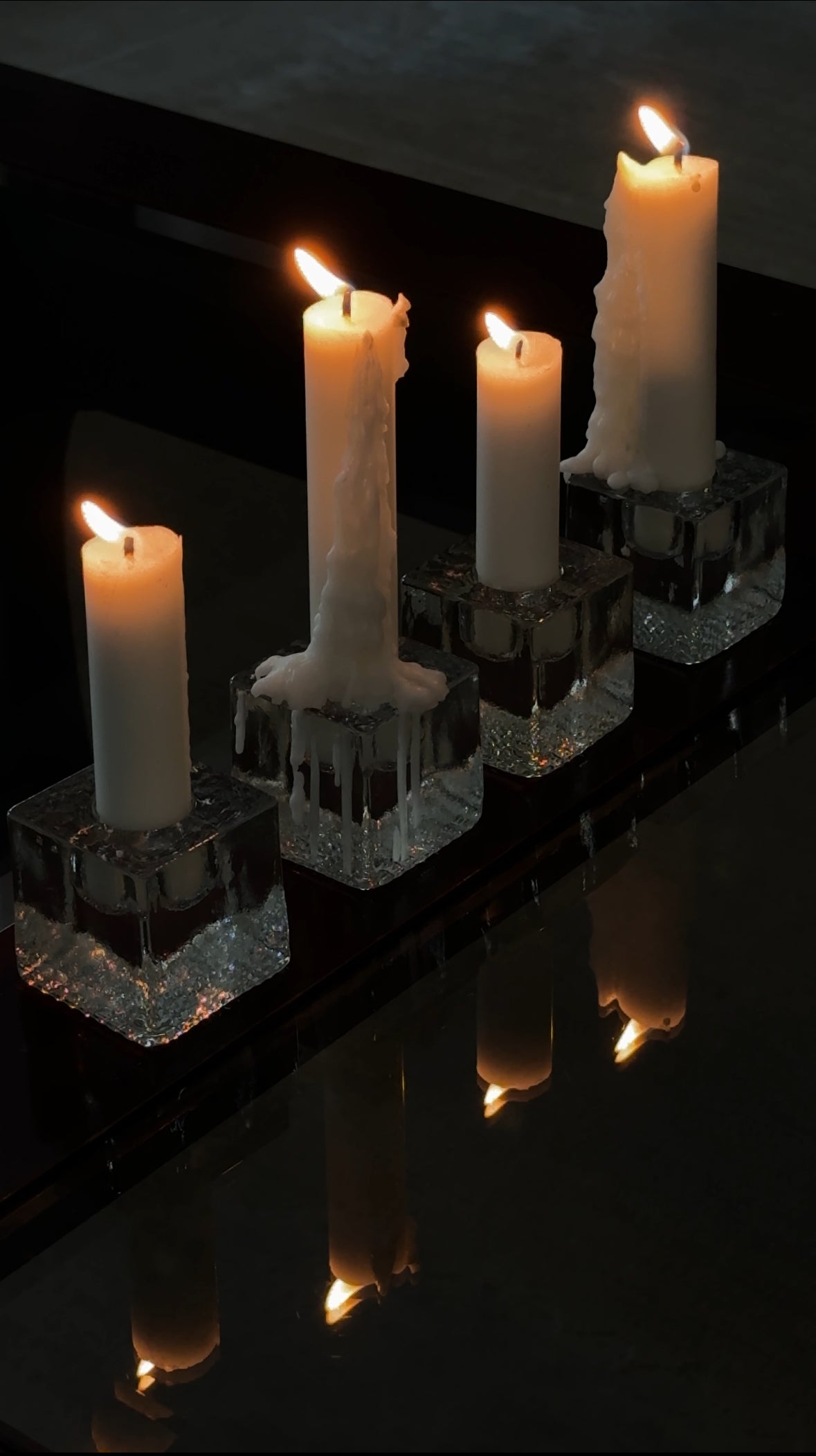 Mid-century Swedish ice cube candle holders