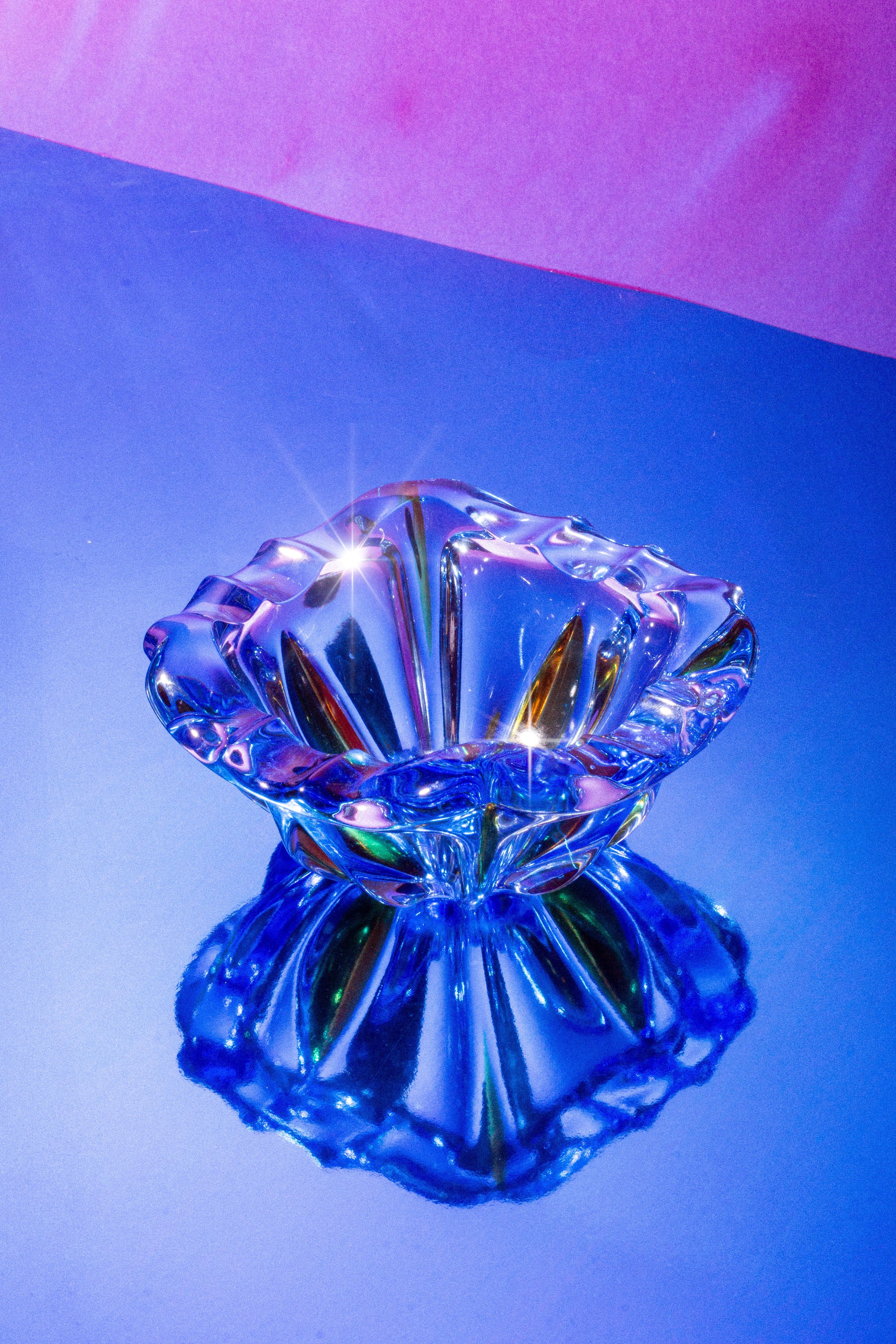 Blue & Yellow 1960s Murano Glass Ashtray/Trinket Dish