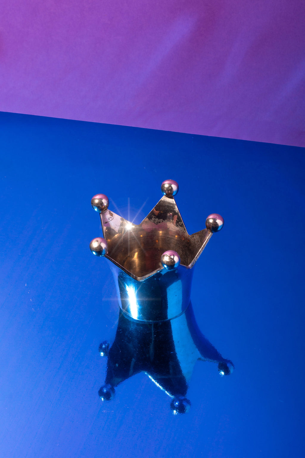 1970s Crown Metal Candle Holder