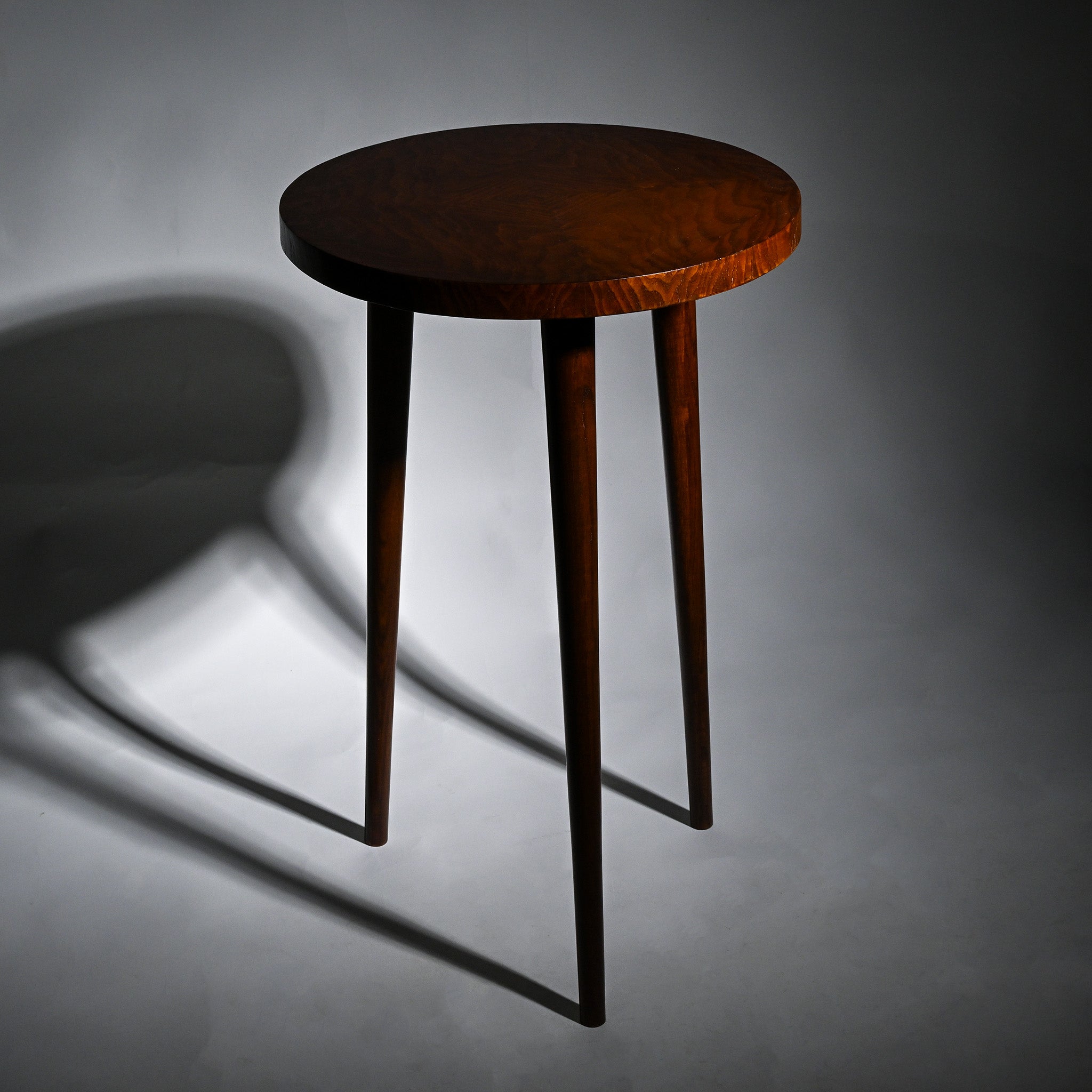 MCM Round Walnut Side Table