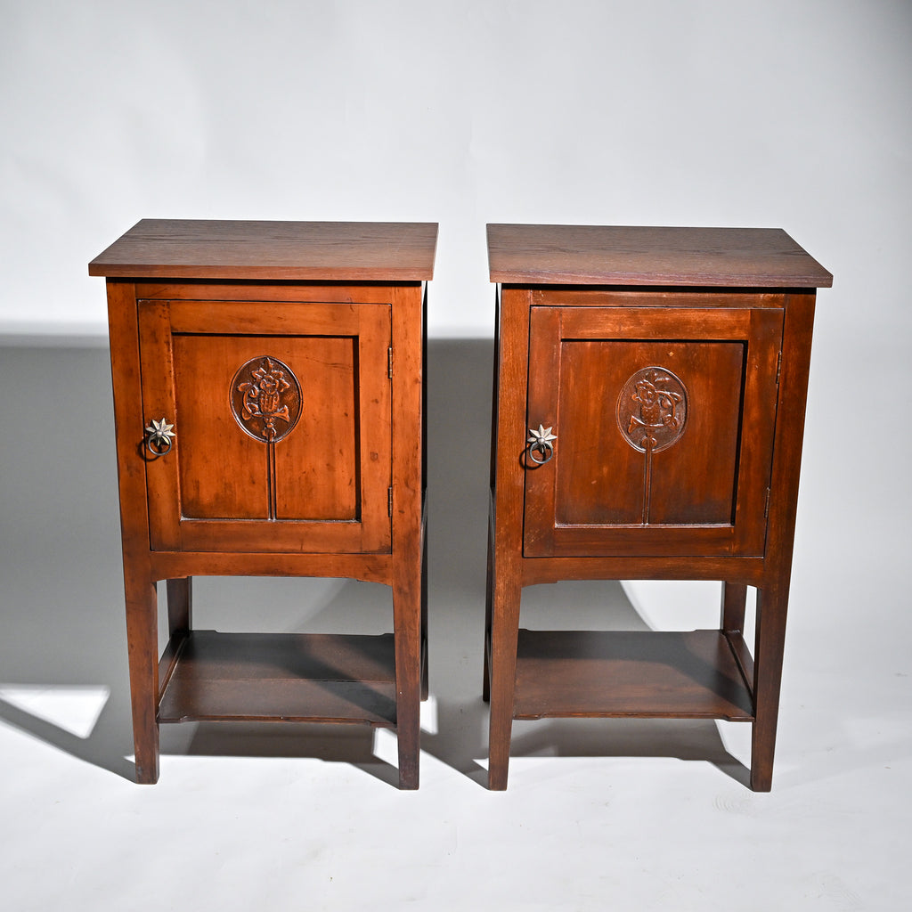 French Oak Bedside Cabinets